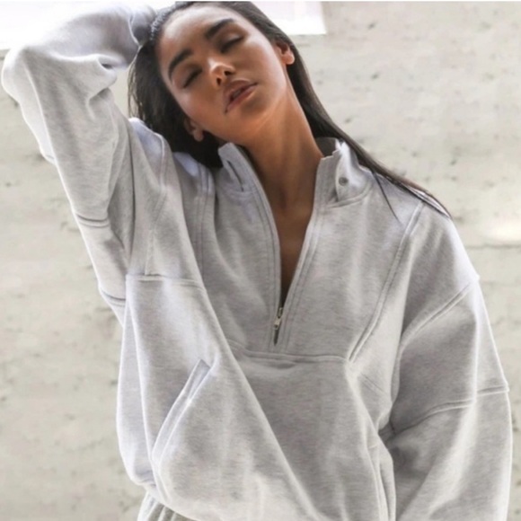 Joah Brown Tops - Joah Brown Retro Half-Zip Pullover Pearl Grey